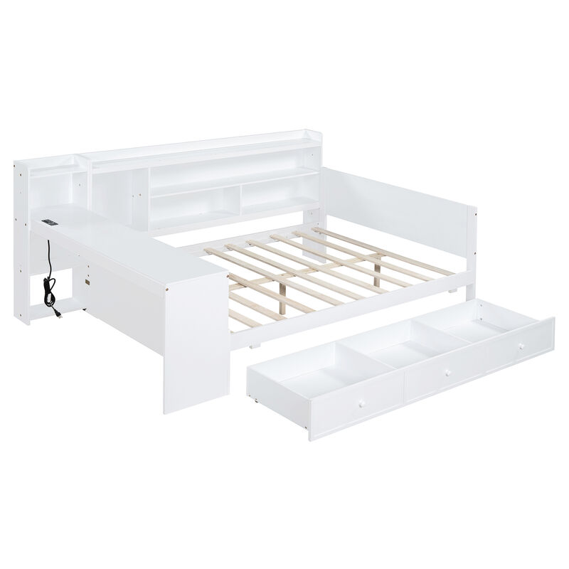 Merax Multifunctional Pine Daybed with Desk & Storage image number 0