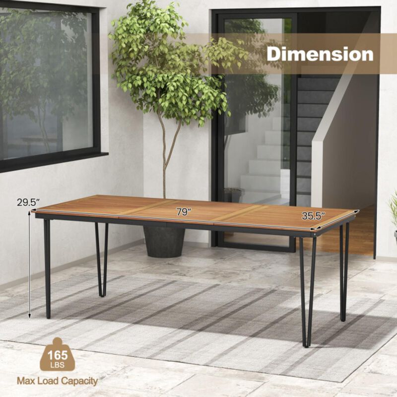 Hivvago 79 Inch 8-Person Outdoor Dining Table with 1.9 Inch Umbrella Hole