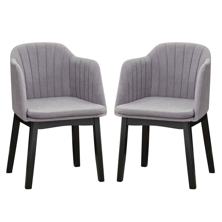 Upholstered Velvet Accent Modern Dining Chairs Set of 2 with Curved Backrests