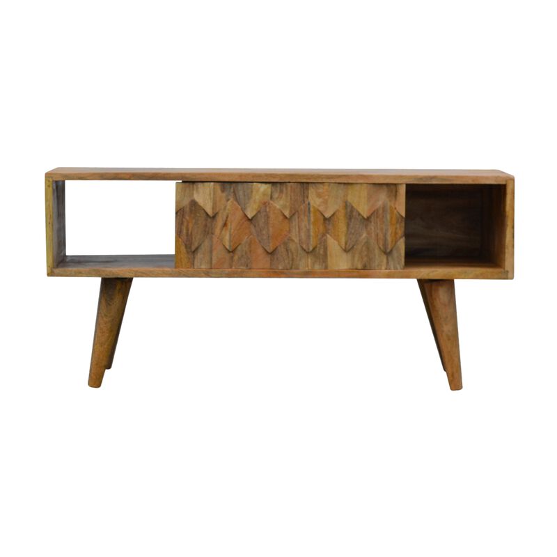 Pineapple Carve Sliding  Solid Wood Media Unit