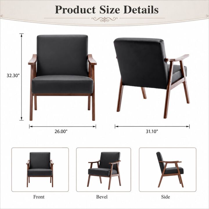 GOODSILO Mid-Century Modern Accent Chair, Wingback Lounge Chair with Thick Backrest for Living Room, Bedroom and Reading Spaces
