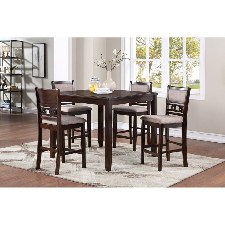 New Classic Furniture Furniture Gia 5-Piece Transitional Wood Counter Set in Cherry