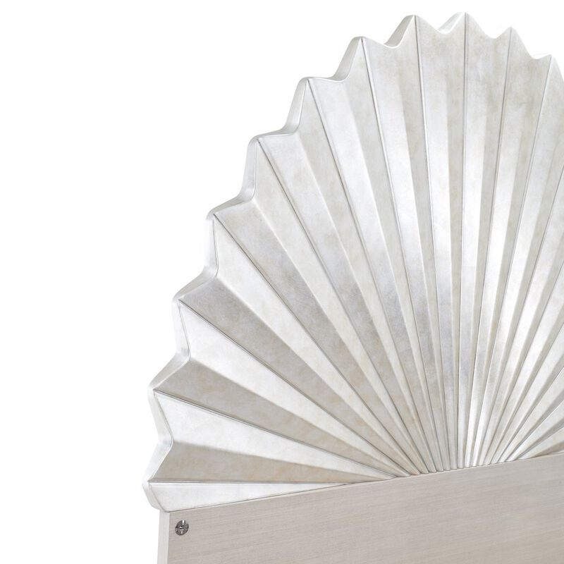 Michael Amini Fantosini King Fan Bed - Silver Leaf