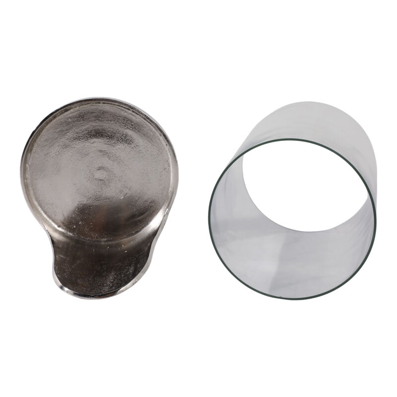 8x7" Metal Base Hurricane Pillar Holder, Silver/ C image number 5