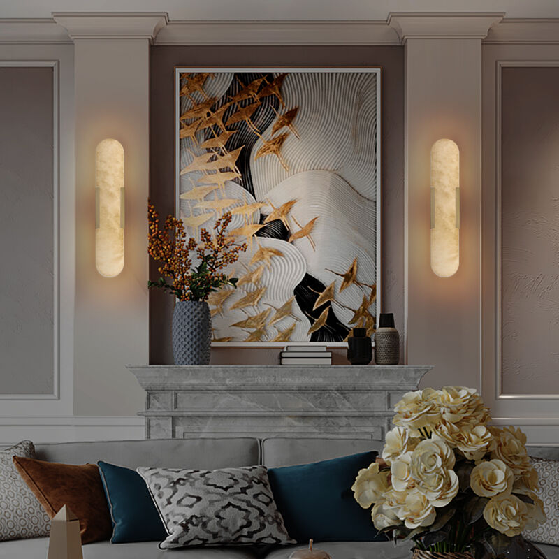 3.5 in. 1-Light LED Wall Sconce with Stone Shade (Set of 2) image number 7