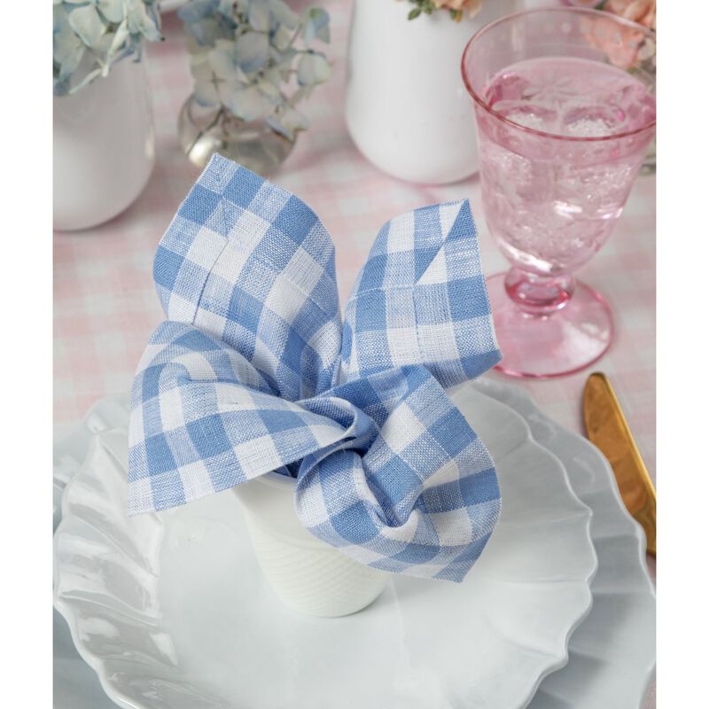 Linen Dinner Napkins - Gingham Check
