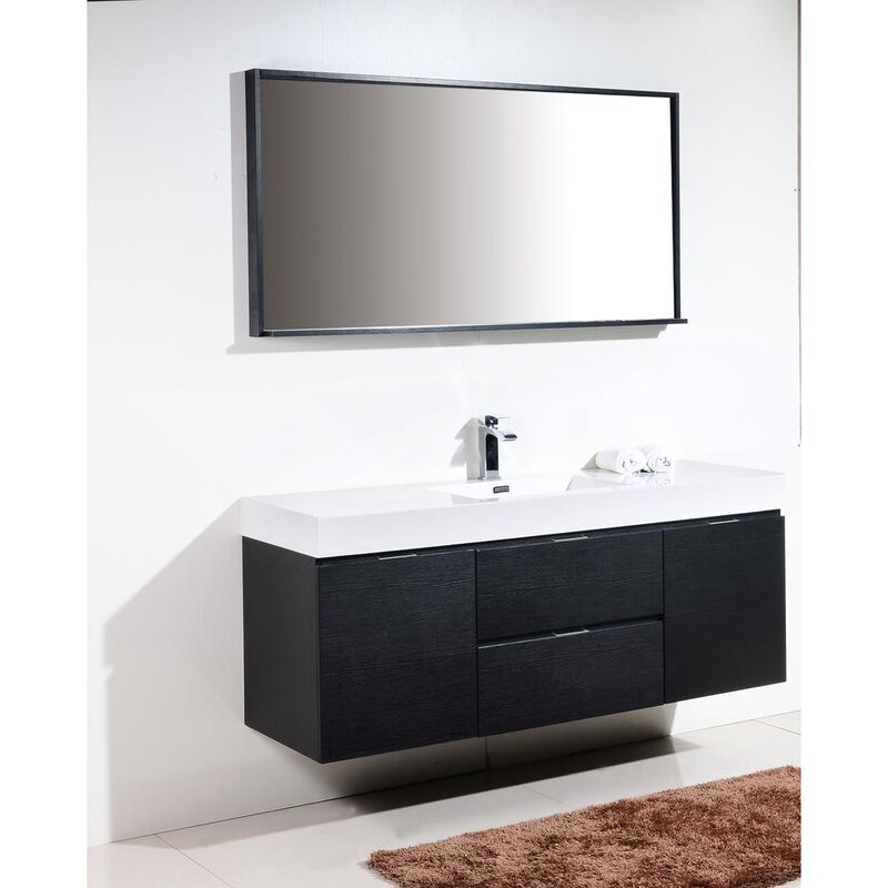 Kubebath Bliss 60 Single Sink Black Wall Mount Modern Bathroom Vanity