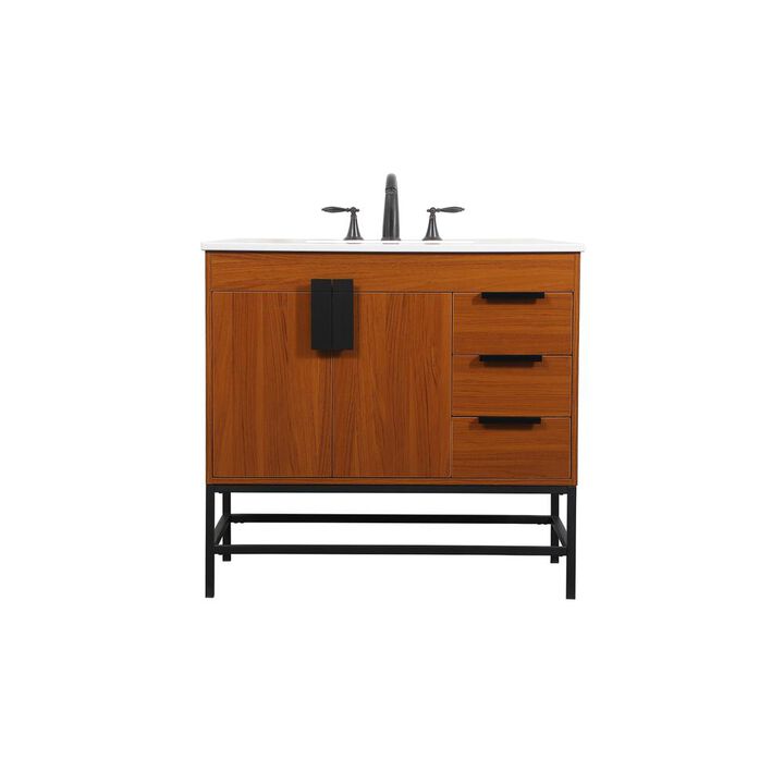 Elegant Kitchen and Bath 36 inch Single bathroom vanity in teak