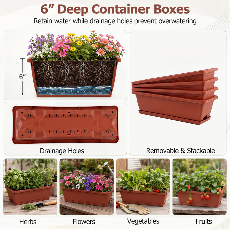 4-Tier Vertical Garden Planter with Drainage and Storage Pots image number 6