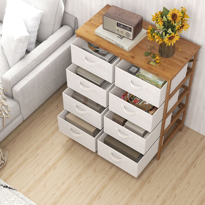 Beige 8-Drawer Bedroom Dresser with Removable Storage Bins image number 7