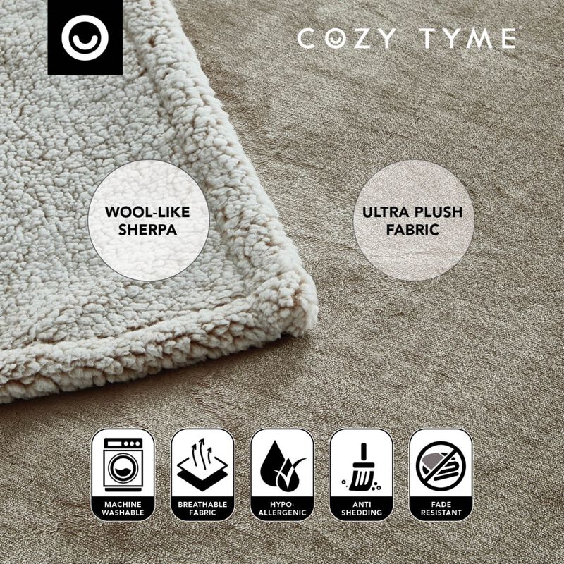 Cozy Tyme Babineaux Flannel Reversible Sherpa Throw Blanket 60"x80"