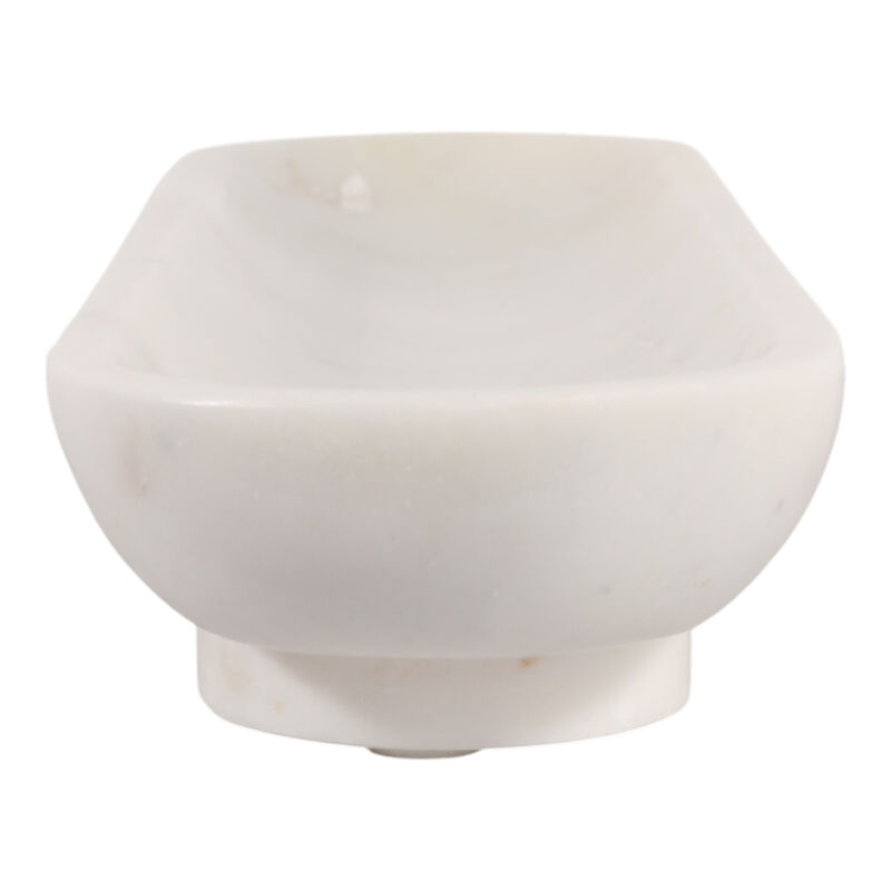 24x6" Long Oval Footed Marble Bowl, White image number 4