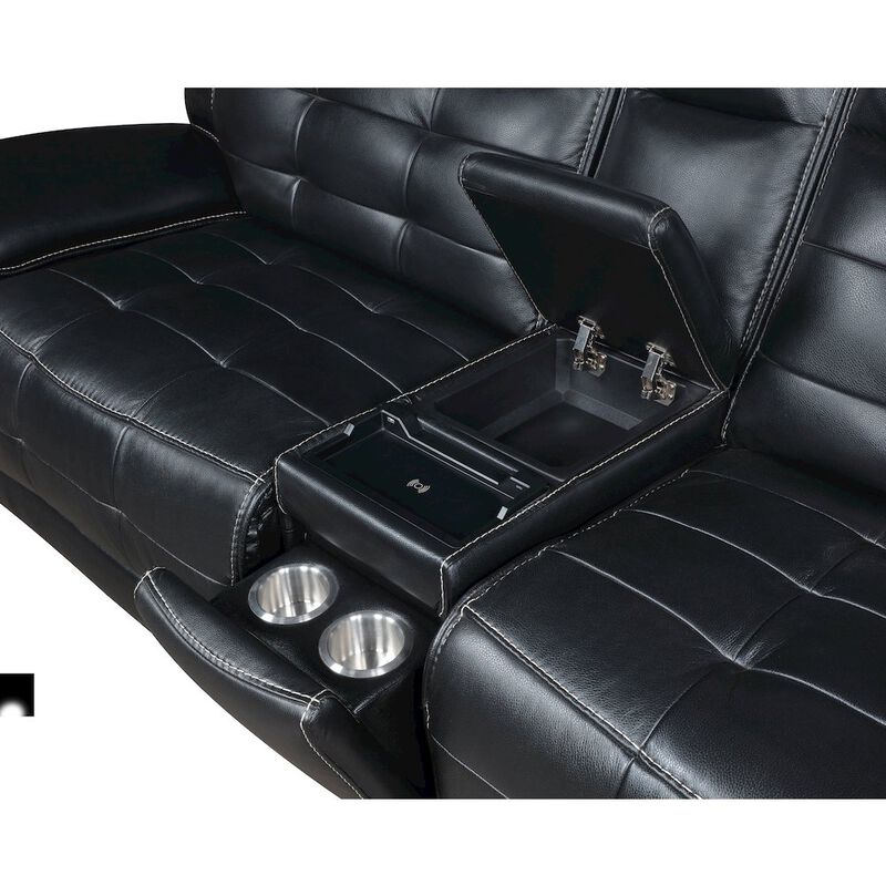 Coaster Co. of America Hewitt Leather Upholstered Power Reclining Sectional Black image number 1