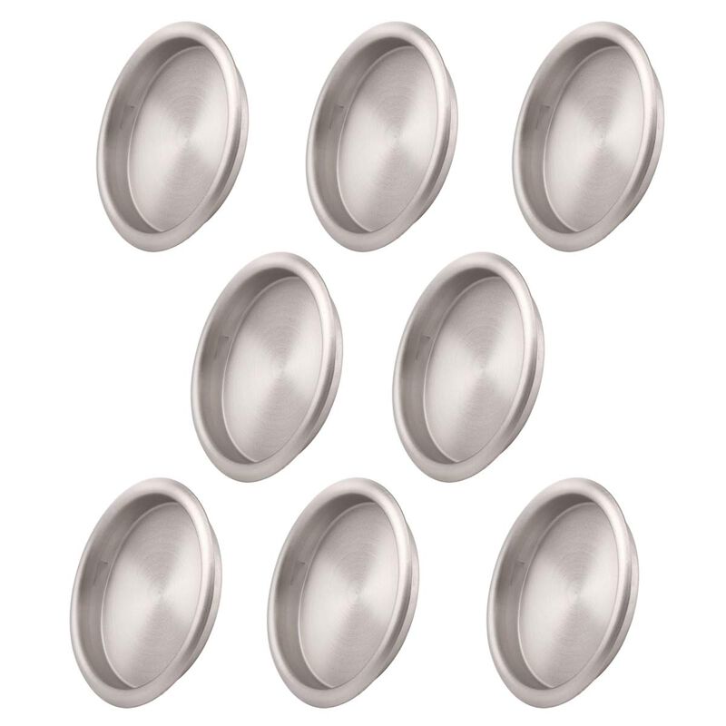 KOVOSCH 8 Pack Closet Door Finger Pull Satin Nickel- 2-1/8Round Sliding Finger Door Pull, Easy Snap-in Installation