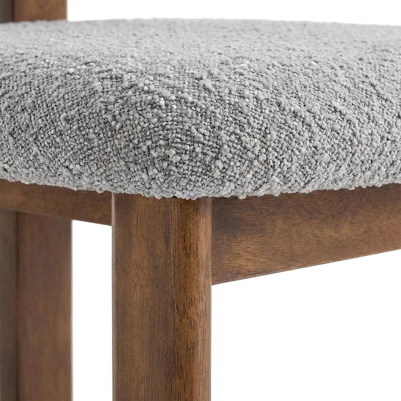 Boucle Fabric Upholstered Dining Chairs, French Oak Ivory, Set of 2 image number 6