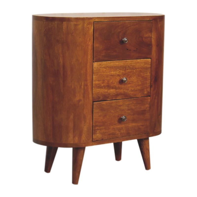 Mini Chestnut  3 Drawer Solid Wood Cabinet