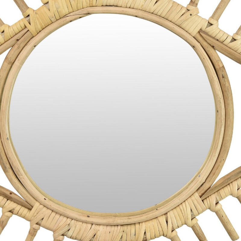 Greta Eye-Shaped Wall-Mounted Mirror, Sunburst Frame, Natural Fiber image number 6
