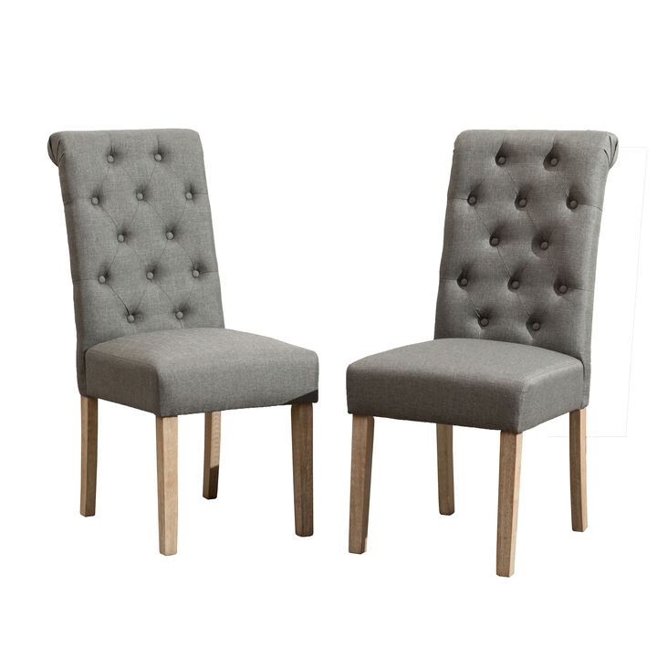 Merax Habit Solid Wood Tufted Parsons Dining Chair Set of 2