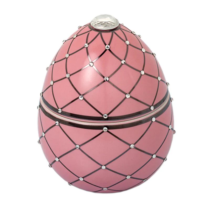 Candle in Ceramic Egg BOIS DE ROUSSIE 7 oz Rose with Silver Stripes 5.12 diam. x 6.5 in image number 0