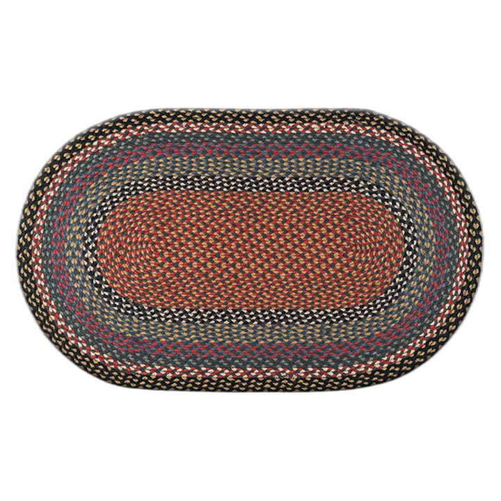 Earth Rugs C-43 Burgundy Blue Gray Oval Braided Rug 27 X 45