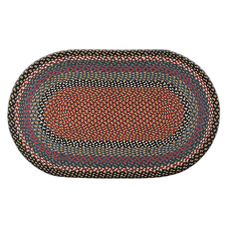 Earth Rugs C-43 Burgundy Blue Gray Oval Braided Rug 27 X 45 image number 0