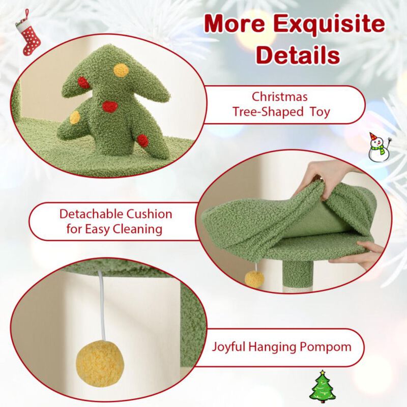Hivvago Cute Christmas Cat Tree with Sisal Scratching Posts and Gift Box Shaped Condo