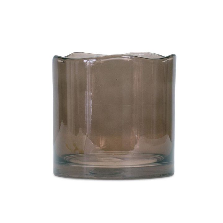 Hivvago 6 Inch Brown Cylinder Glass Table Vase