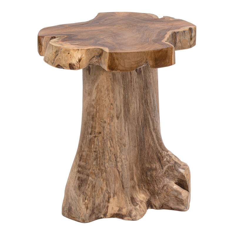 Amara Rustic Modern Handcrafted Live Edge Solid Teak Wood Stump Stool image number 0