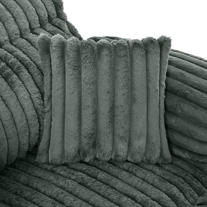 Merax Plush Faux Rabbit Fur Chaise Sofa image number 3