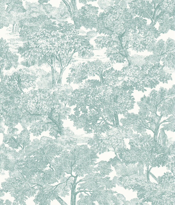 Spinney Teal Toile Wallpaper