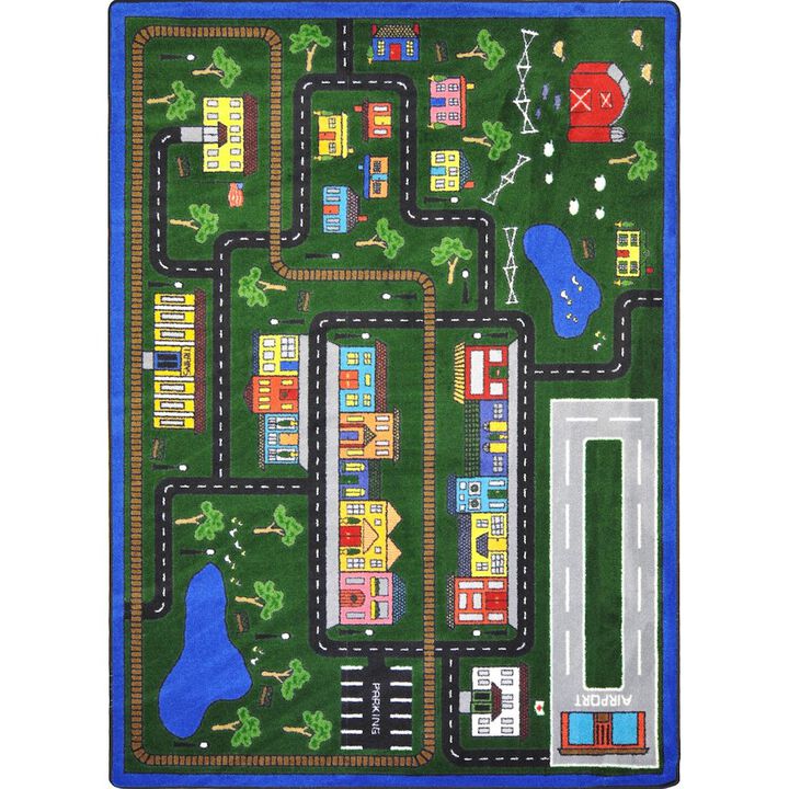 Joy Carpets Kid Essentials Tiny Town 7'8 x 10'9 Area Rug in Color Multi