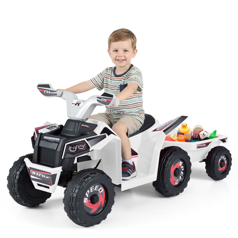 Kids 6V Ride On ATV Quad Car with Detachable Trailer for Outdoor Play image number 3