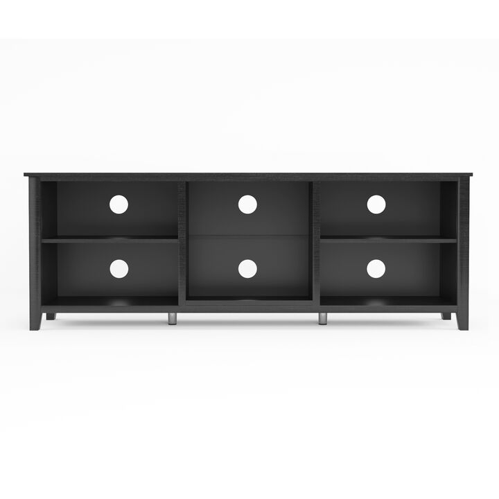 TV Stand Storage Media Console Entertainment Center, Tradition Black, without drawer