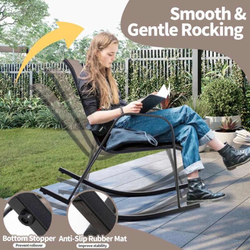 Hivvago Set of 2 Metal Patio Rocking Chair with Breathable Seat Fabric