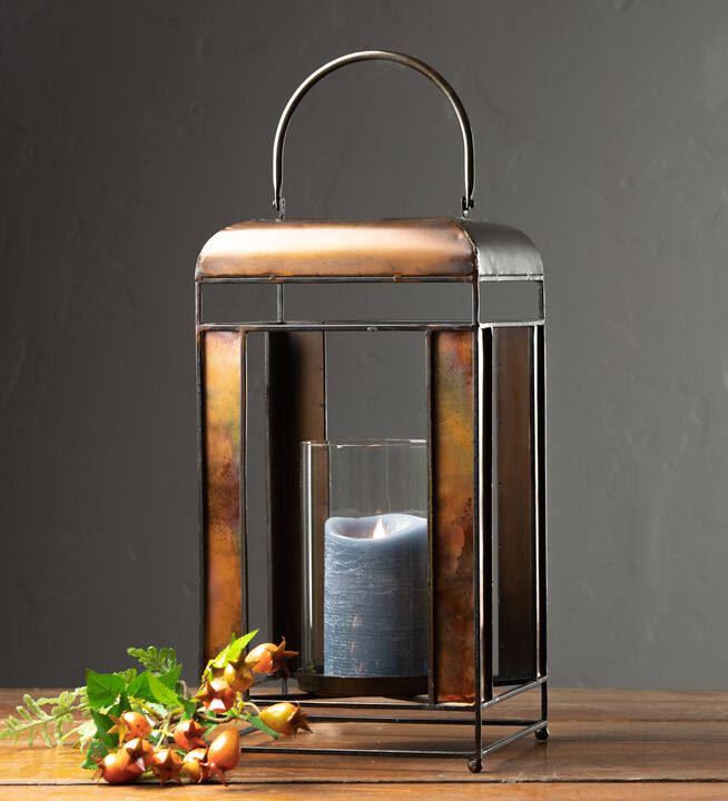 7.25"L x 13.5"H Lantern - Metal and Glass Construction for Timeless Style