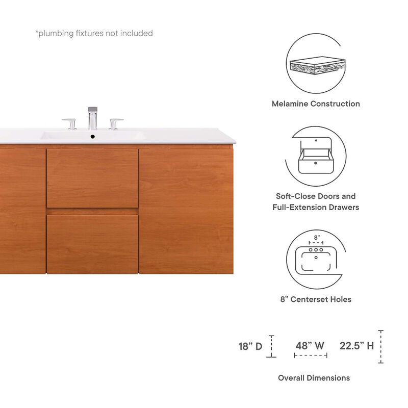 Scenic 48" Wall-Mount Bathroom Vanity image number 1