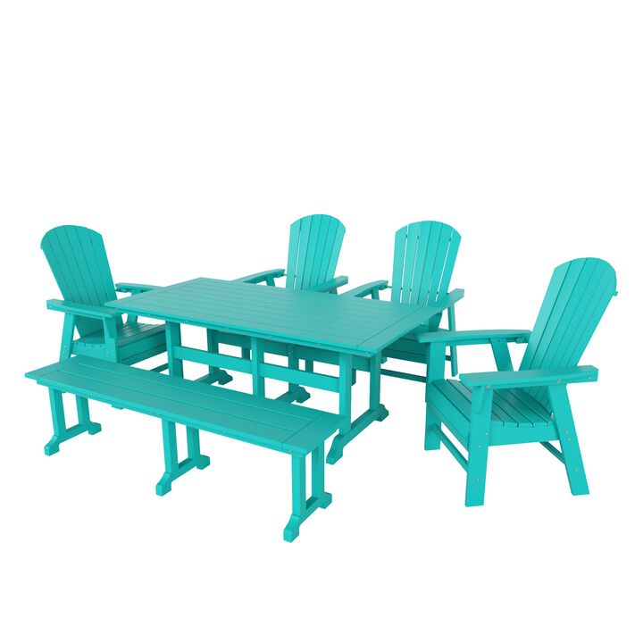WestinTrends 6 Piece Outdoor Patio Dining Table and Armchair Dining Bench Set