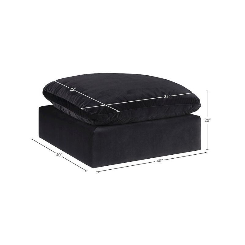Meridian Furniture Comfy Black Velvet Modular Ottoman