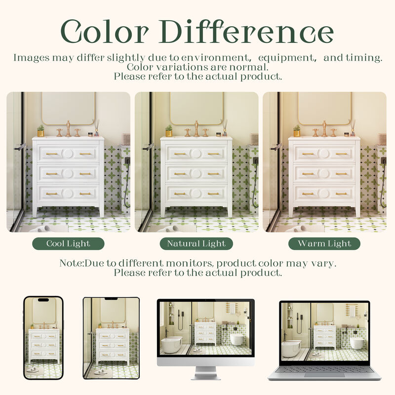 30''  Free Standing Single Vanity Set