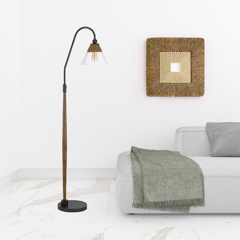 HomeRoots 71" Brown Traditional Shaped Floor Lamp With Clear Transparent Glass Empire Shade image number 1