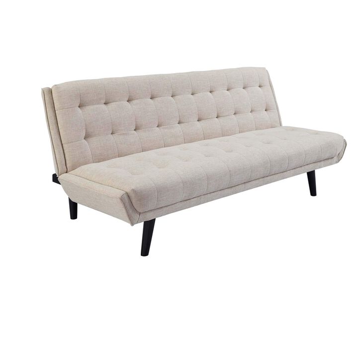 Glance Tufted Convertible Fabric Sofa Bed - Beige