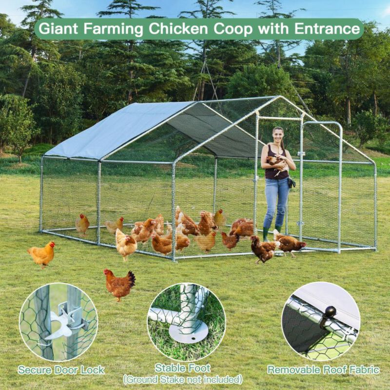 Hivvago Large Walk in Shade Cage Chicken Coop with Roof Cover
