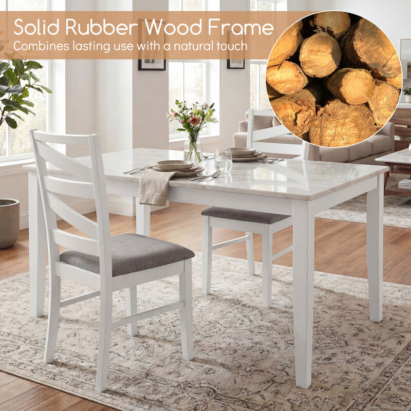 Set of 4 Wooden Dining Chairs with Backrests for Kitchen and Dining Room image number 4