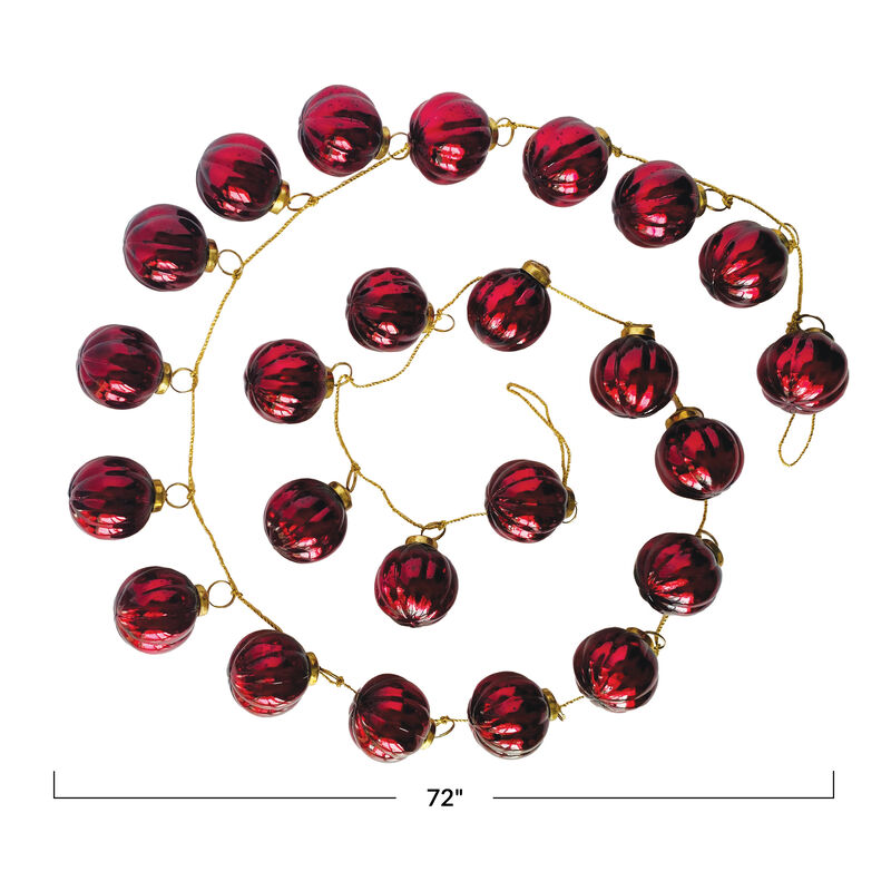 Burgundy Mercury Glass Embossed Garland with Iron Detail image number 1