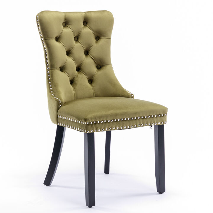 Streamdale Contemporary Velvet Dining Chairs, Olive-Green (2-PCS)