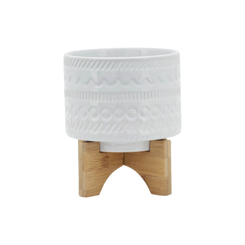 5" Tribal Planter W/Wood Stand image number 0