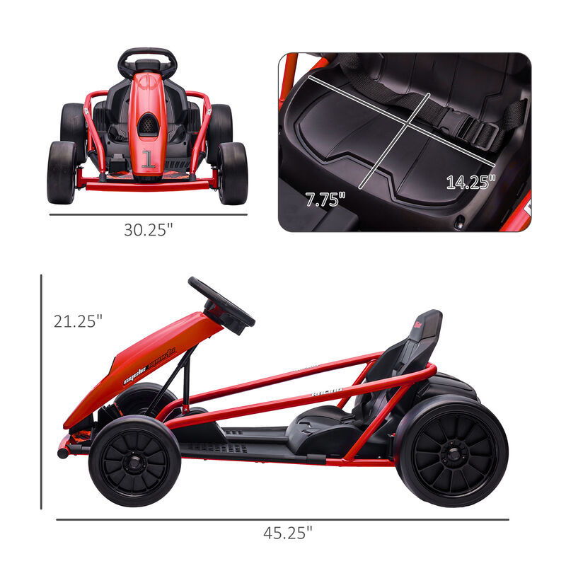 BreeBe 24V Electric Go Kart for Kids, Drift Ride-On Racing Go Kart with 2 Speeds image number 2