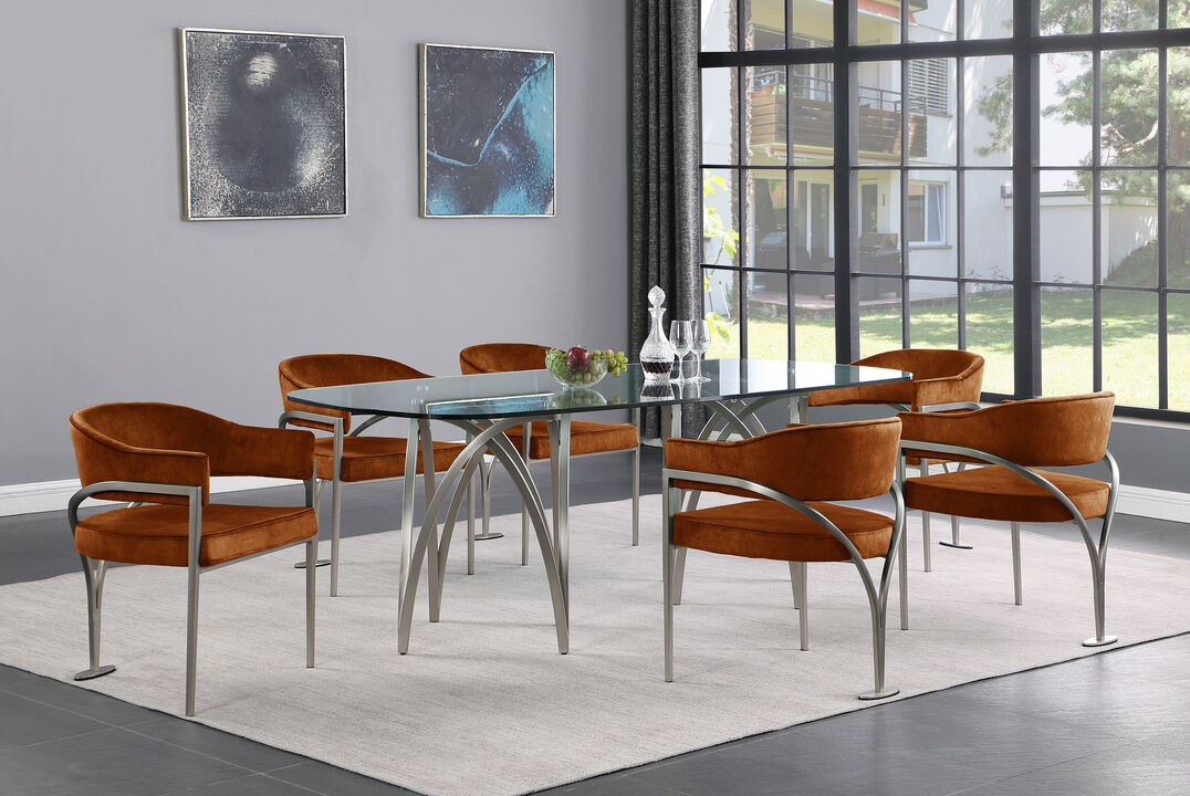 Meridian Furniture Madelyn Cognac Velvet Dining Chair, Set of 2