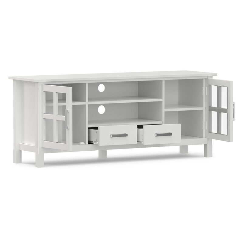 Kitchener SOLID WOOD 60 inch Wide Contemporary TV Media Stand in White For TVs up to 65 inches image number 4