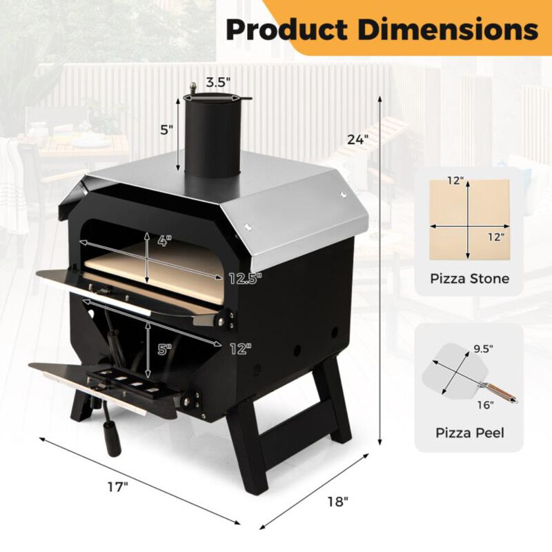 Hivvago Outdoor Pizza Oven with Pizza Stone for Patio Backyard Camping BBQ